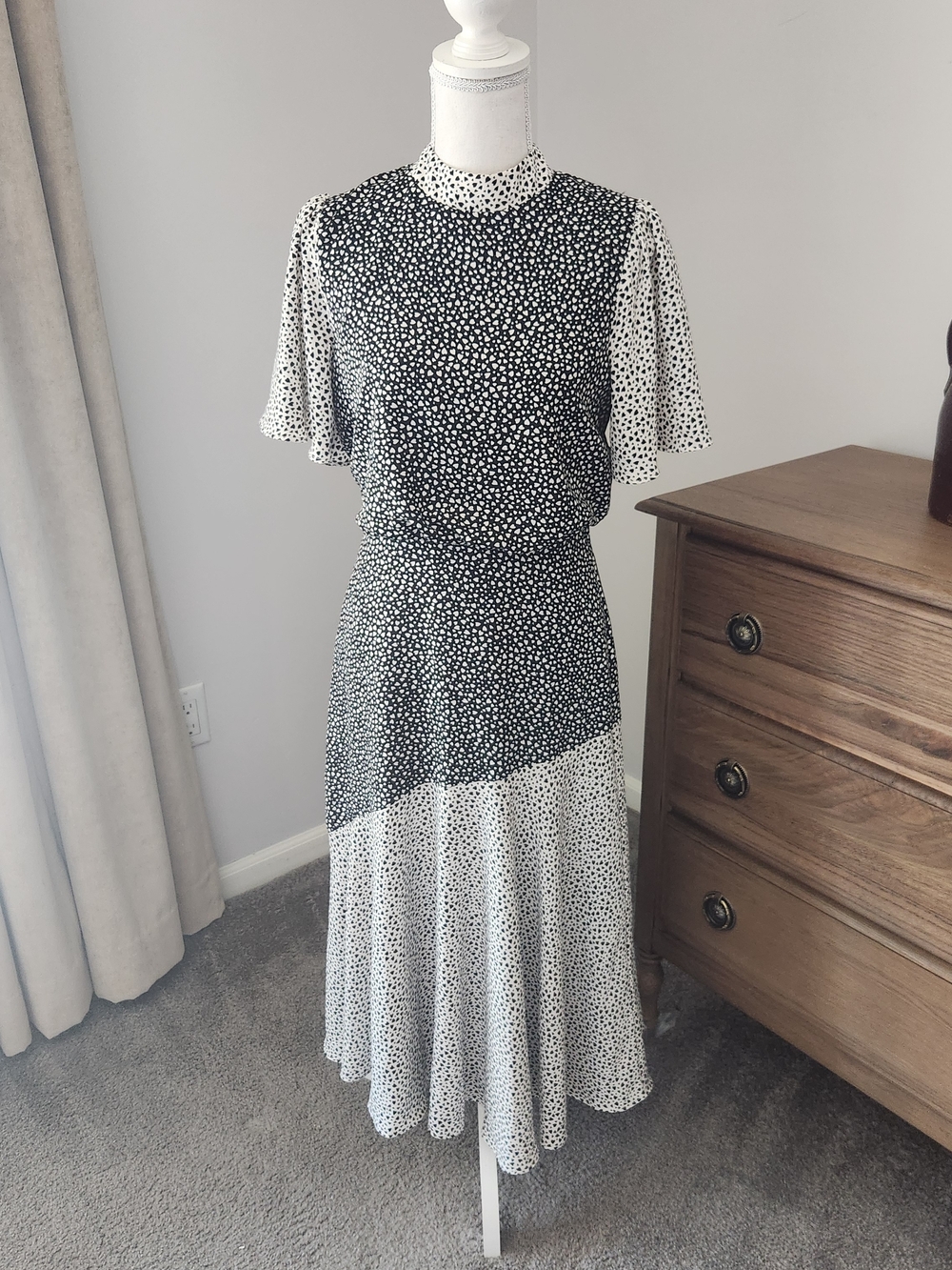 Ann Taylor Black and White Polka Dot Midi Dress